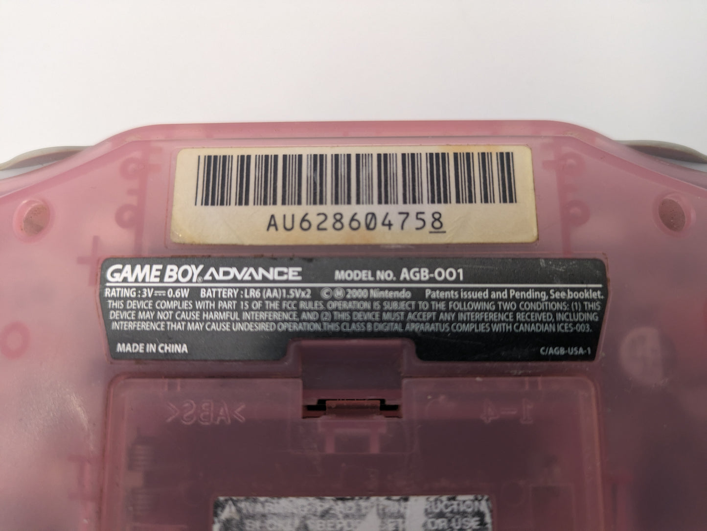 Nintendo GameBoy Advance GBA Fuschia Pink Handheld w/ Carrying Case - USED (GG63)