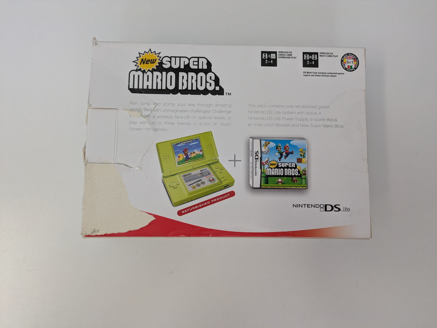 Nintendo DS Lite - Lime Green - PAL Variant - New Super Mario Bros. Bundle - Official Licensed Nintendo Refurbished Product - Used