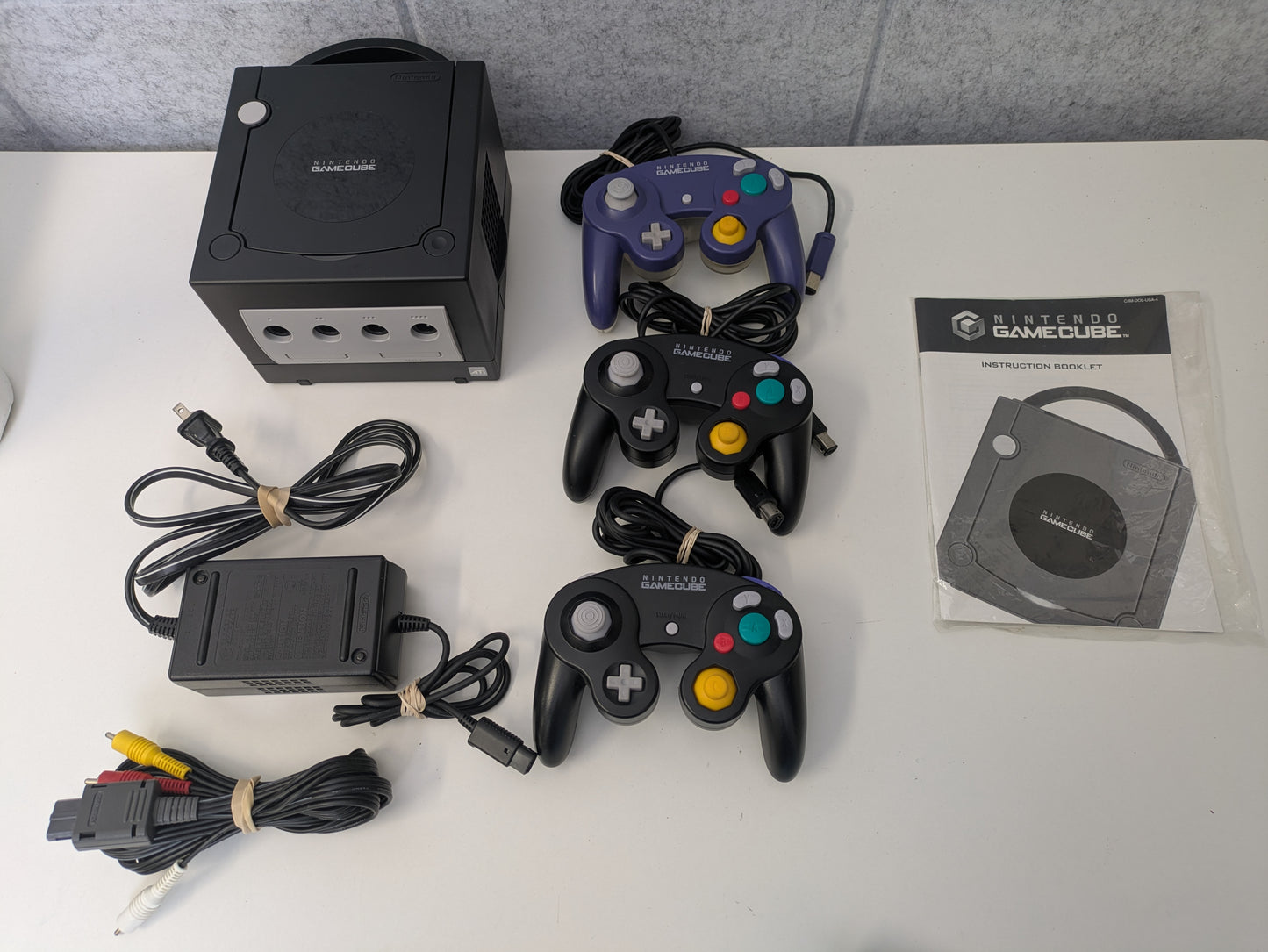 Nintendo Black GameCube Console w/ Box, Controllers, & Cords - USED (GG93)