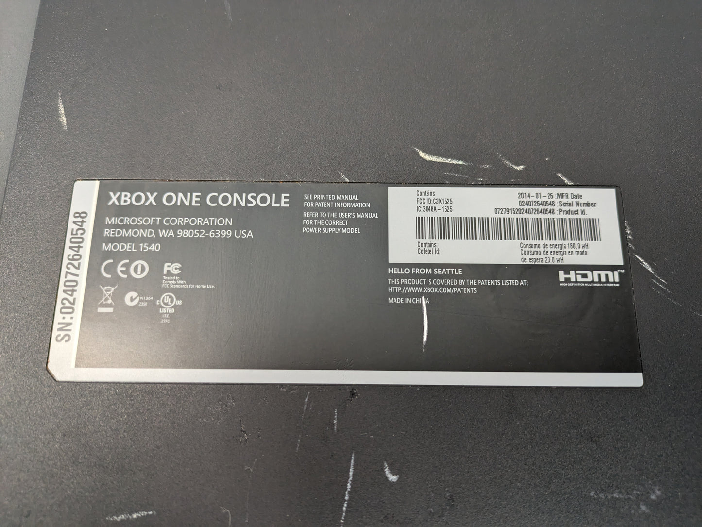 Microsoft 500GB Xbox One Console ONLY - AS-IS (HMH 165)