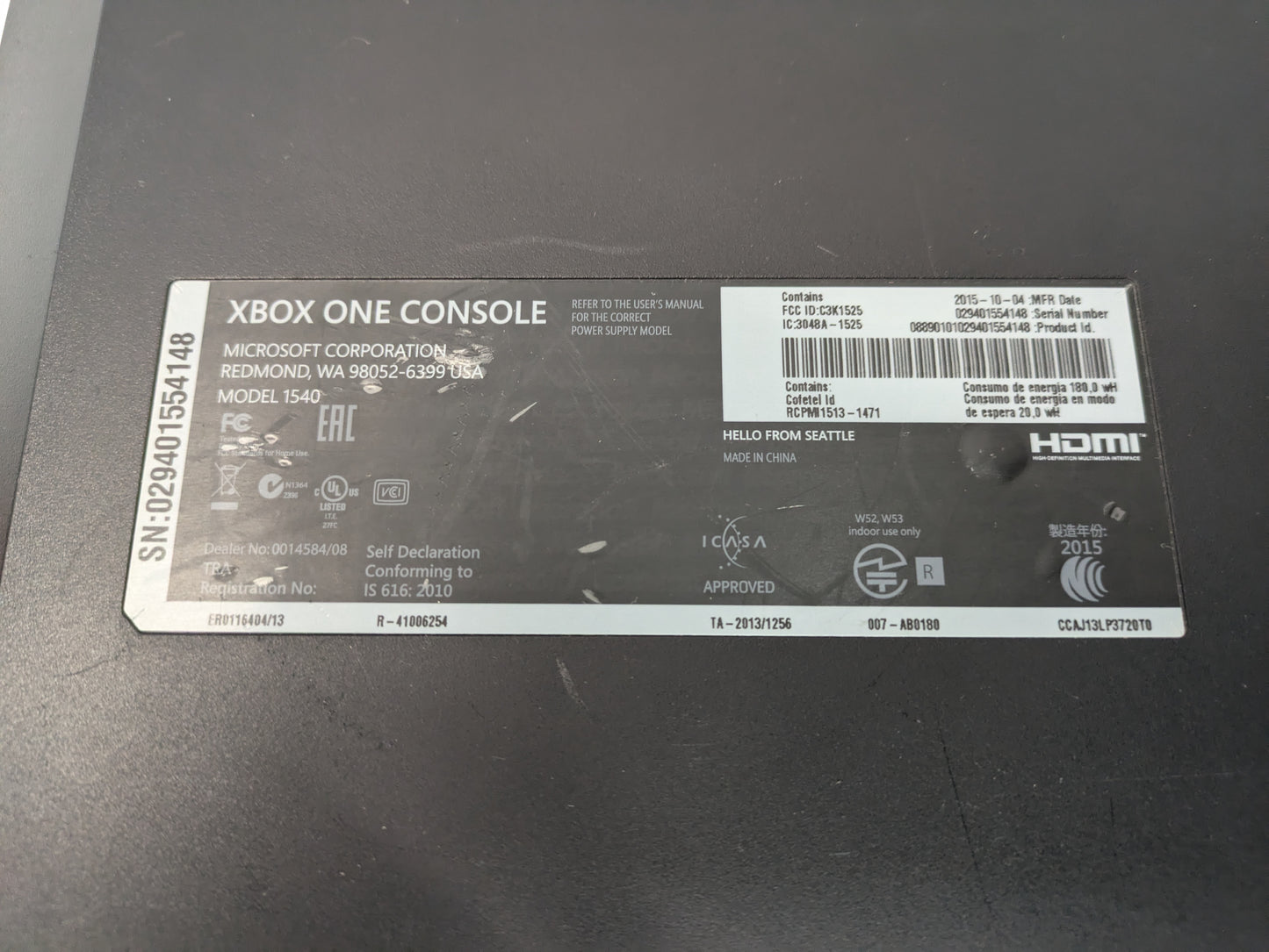 Microsoft 500GB Xbox One Console ONLY - AS-IS (HMH 35)