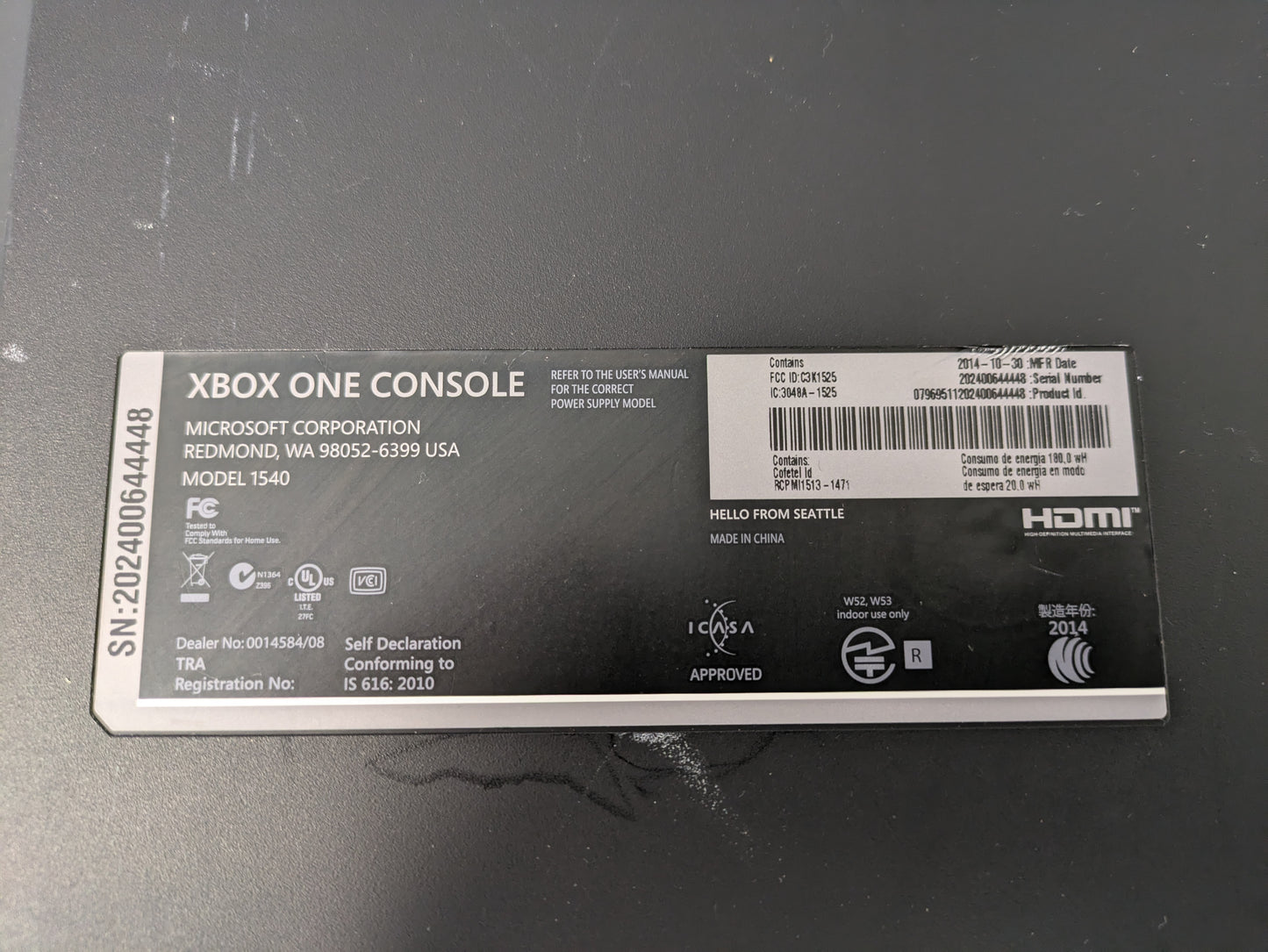 Microsoft 500GB Xbox One Console ONLY - USED (HMH 247)