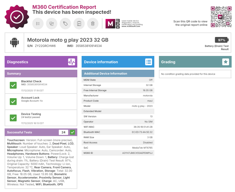 Motorola Moto G Play 2023 - 32GB - Navy Blue - Verizon - USED