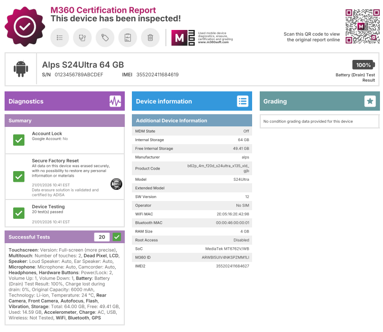 MediaTek Alps S24Ultra (Network Unlocked) - 64GB - Black - USED