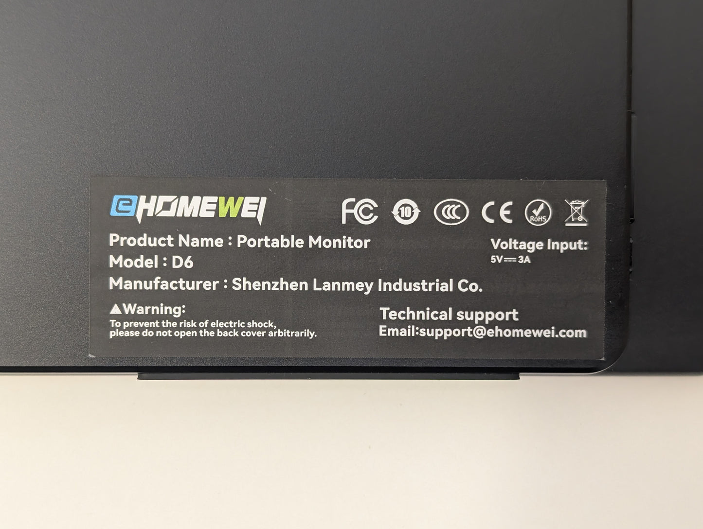 Ehomewei D6 - 18" QLED Portable Touch Screen Monitor - USED