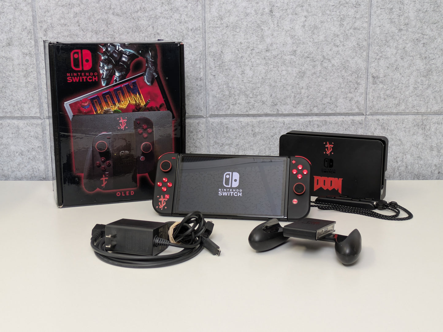 Nintendo Switch OLED - CUSTOM Doomslayer Edition - CIB w/ Custom Box - USED