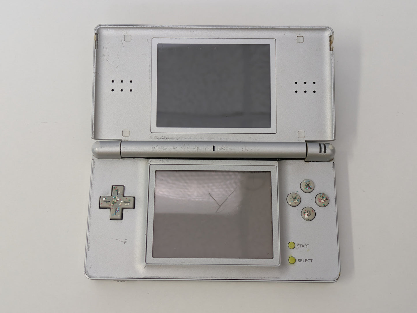 Nintendo DS Lite - Silver - Glitter Painted - CONSOLE ONLY - AS-IS