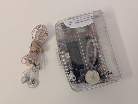 Clear Tech Cassette Player/FM Radio w/ Earbuds - AS-IS