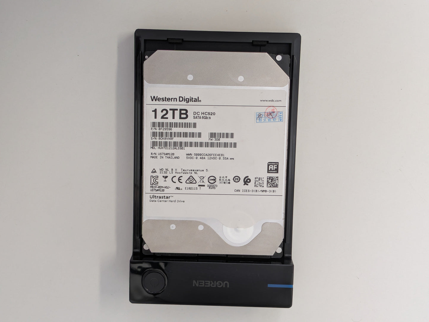 12TB Western Digital Hard Drive in UGREEN Enclosure w/ Wireless Controller - USED