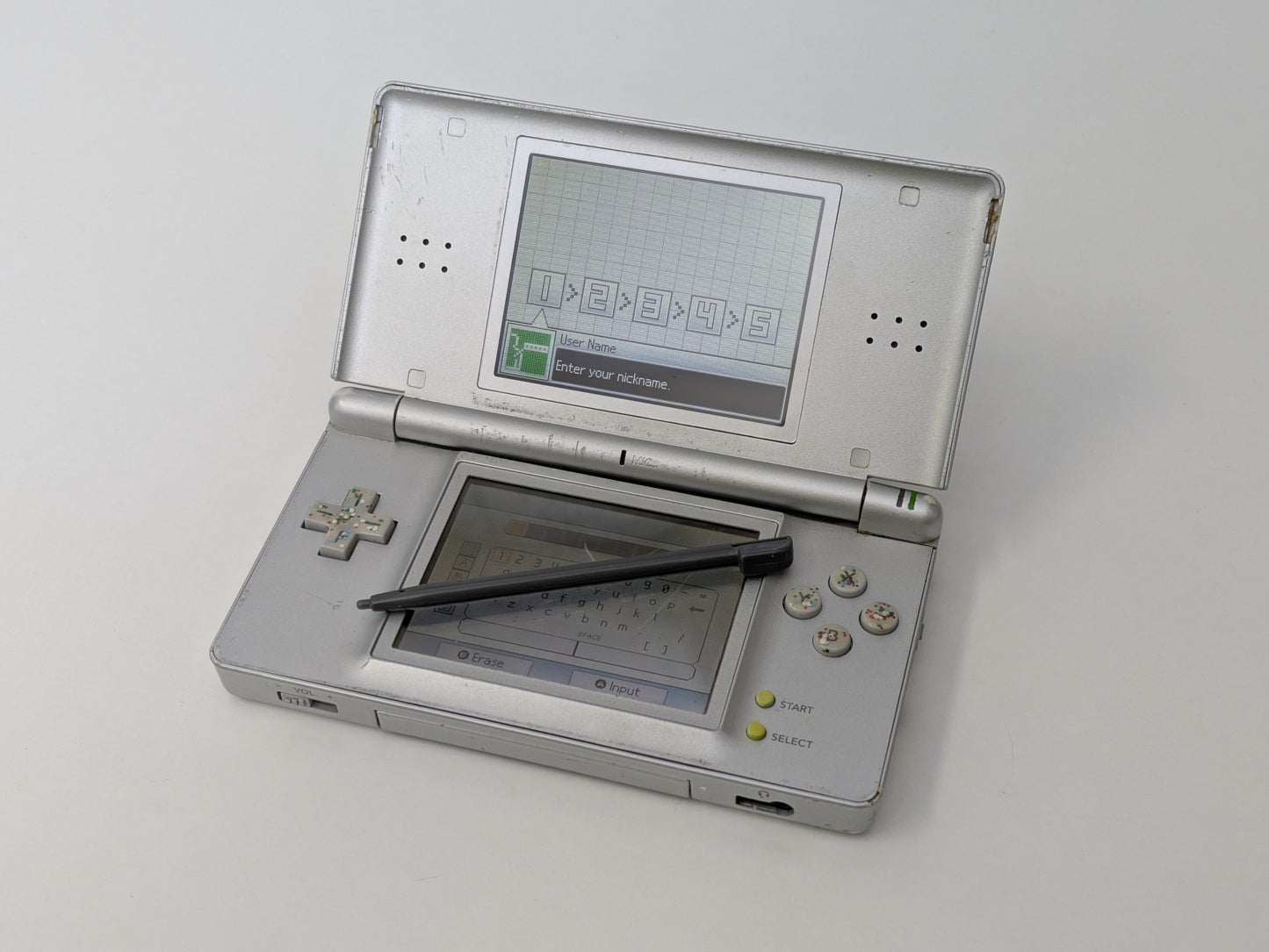 Nintendo DS Lite - Silver - Glitter Painted - CONSOLE ONLY - AS-IS