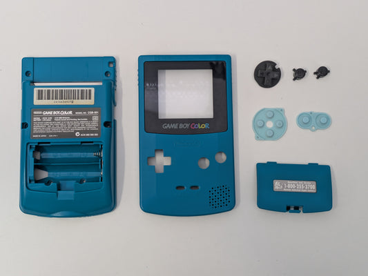 OEM GameBoy Color Teal Shell, Lens, A/B Buttons, D-Pad & Membranes ONLY - USED