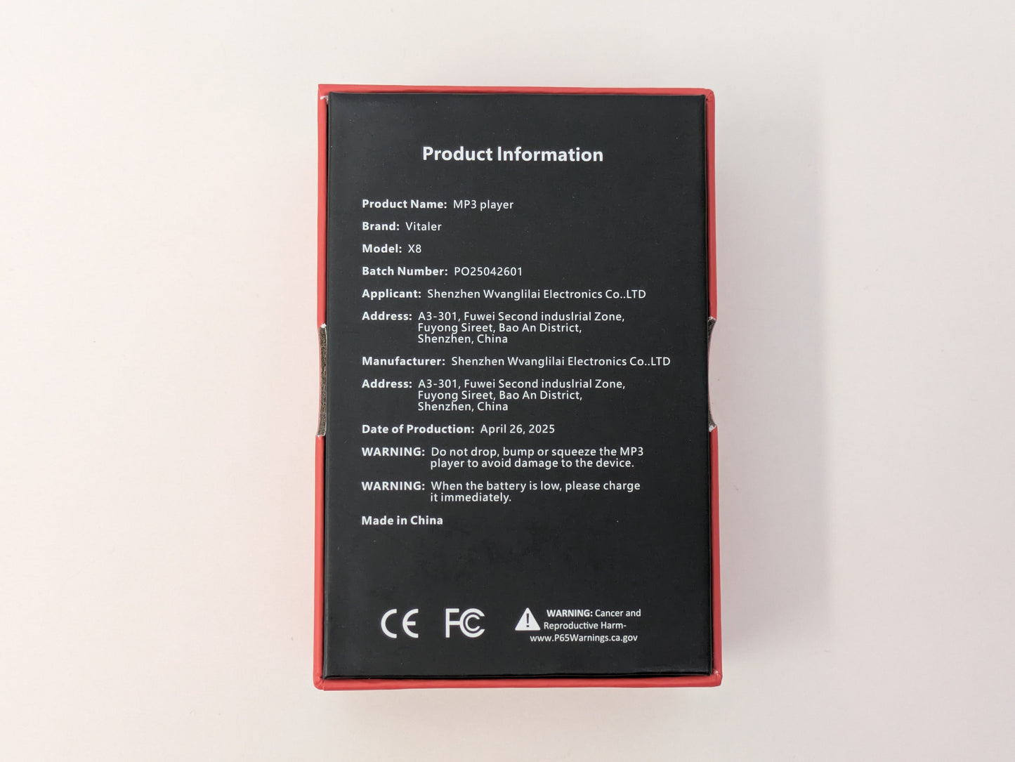 Vitaler X8 - MP3 Player w/ Camera - 32GB - White - USED