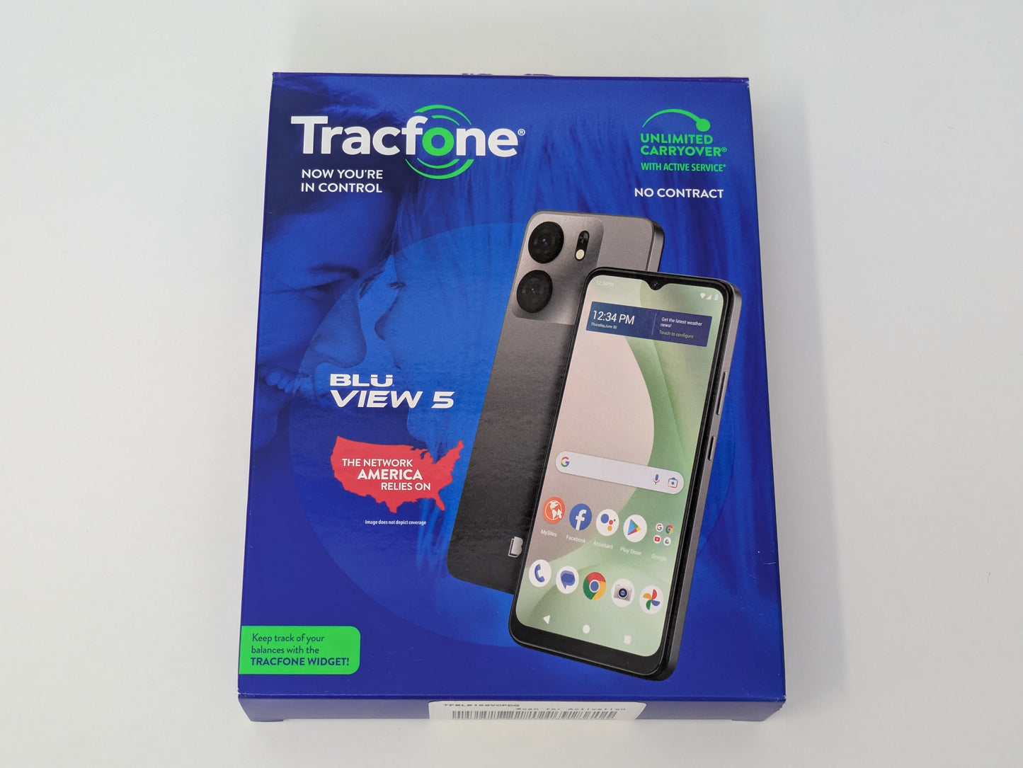 Blu View 5 - 64GB - Gray - TracFone - USED, LIKE NEW IN BOX w/ CHARGER