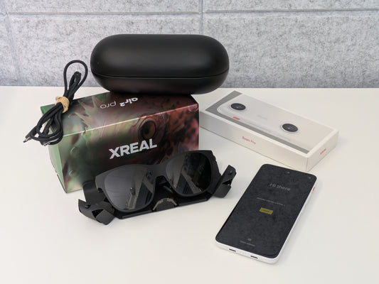 XREAL Air 2 Pro Smart Display Glasses w/ XREAL Beam Pro X4000 (White, 128GB, Unlocked) - USED