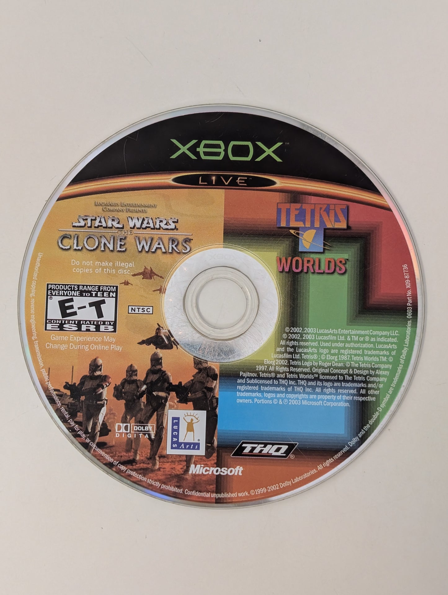 Microsoft OG/Original Xbox Star Wars Clone Wars + Tetris Worlds Bundle - USED