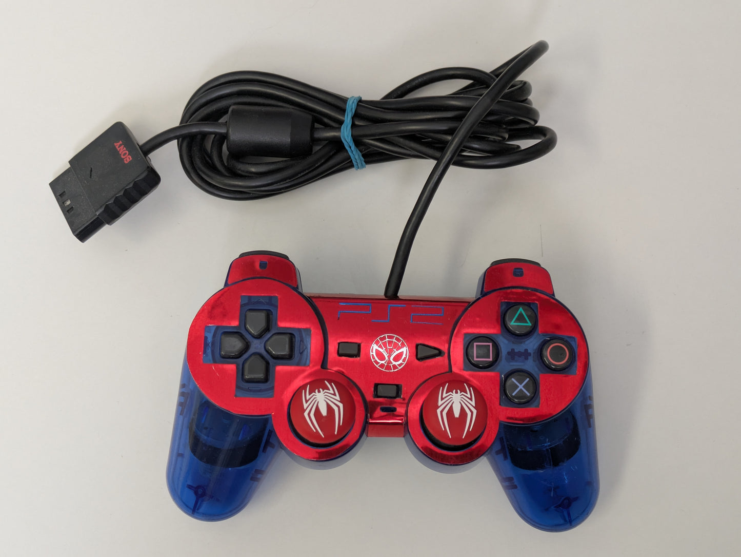 Sony PlayStation 2 PS2 - CUSTOM Spider-Man Themed Console w/ Controller & Memory Card - USED