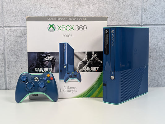 Microsoft Xbox 360 E IN BOX - 500GB - Blue Call of Duty Ltd. Ed. - USED