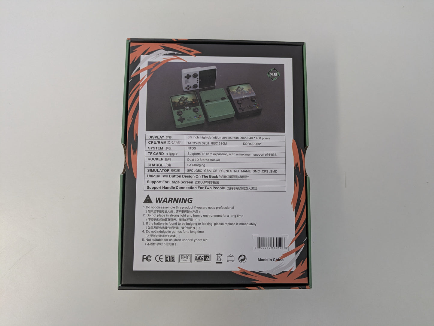 X6 Retro Emulation Handheld Console w/ 32GB SD card IN BOX - AS-IS