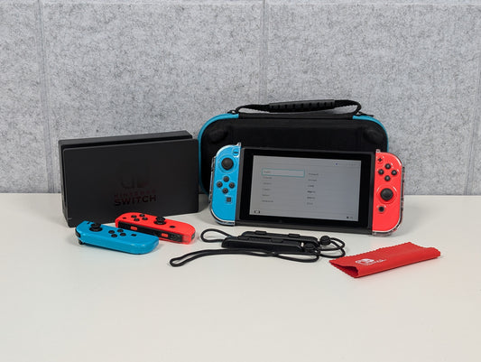 UNPATCHED Nintendo Switch v1 w/ accessories - Blue/Red - AS-IS