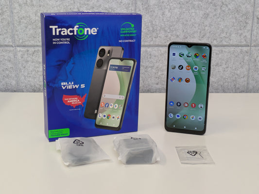 Blu View 5 - 64GB - Gray - TracFone - USED, LIKE NEW IN BOX w/ CHARGER