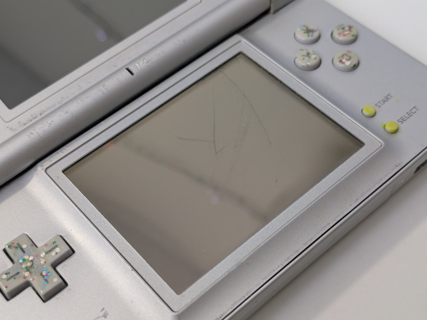 Nintendo DS Lite - Silver - Glitter Painted - CONSOLE ONLY - AS-IS