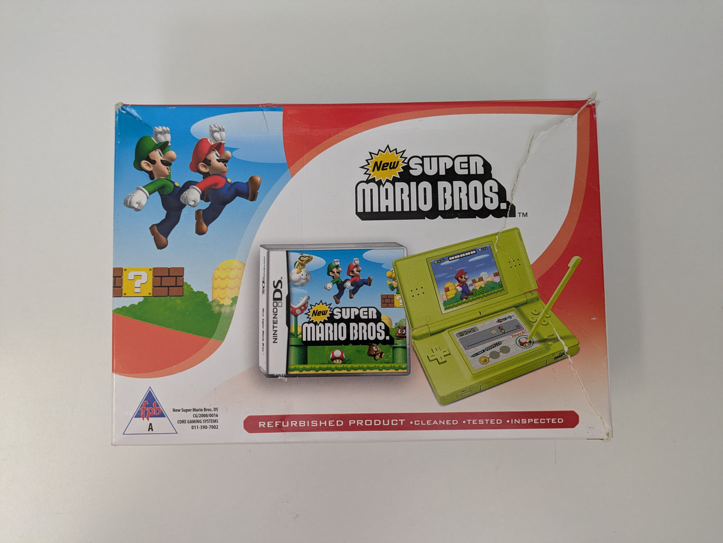 Nintendo DS Lite - Lime Green - PAL Variant - New Super Mario Bros. Bundle - Official Licensed Nintendo Refurbished Product - Used