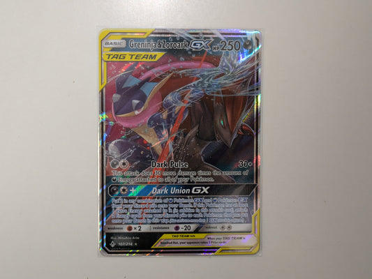 Pokémon TCG - Greninja & Zoroark GX Holo Ultra Rare 107/214 - Unbroken Bonds (2019) - Near Mint